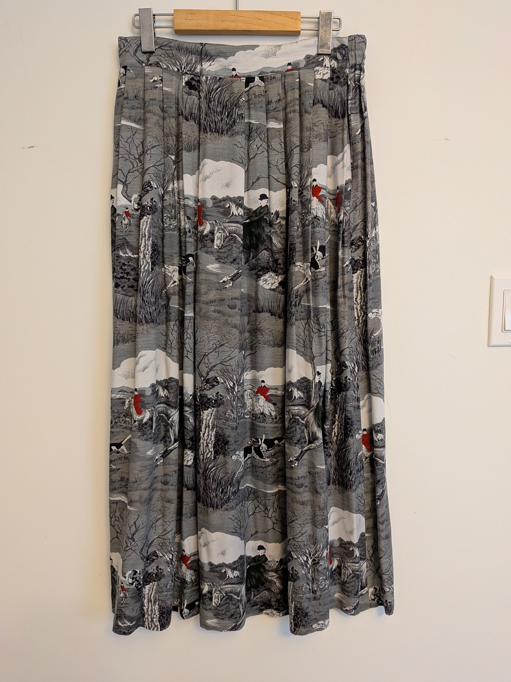 Gray Scenic Print Maxi Skirt - Women's